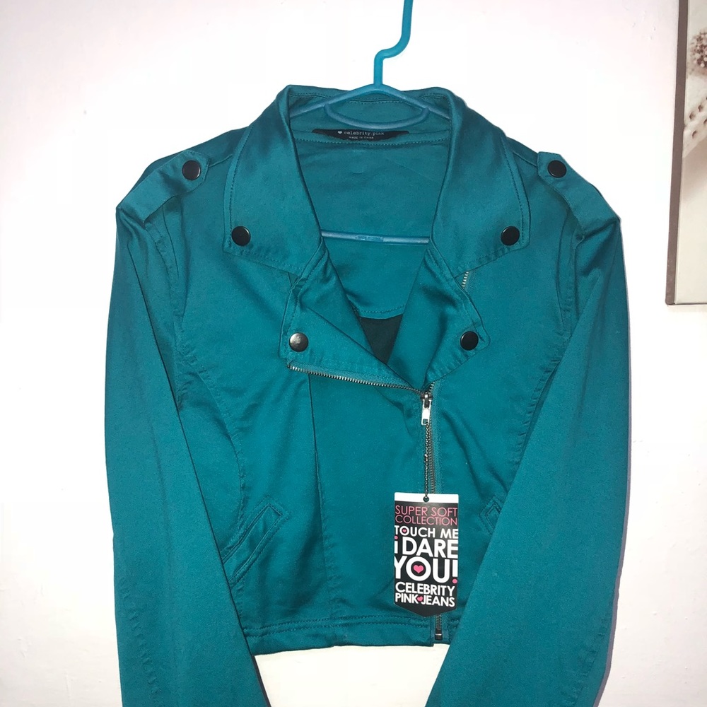 Celebrity Pink  Turquoise Moto jacket